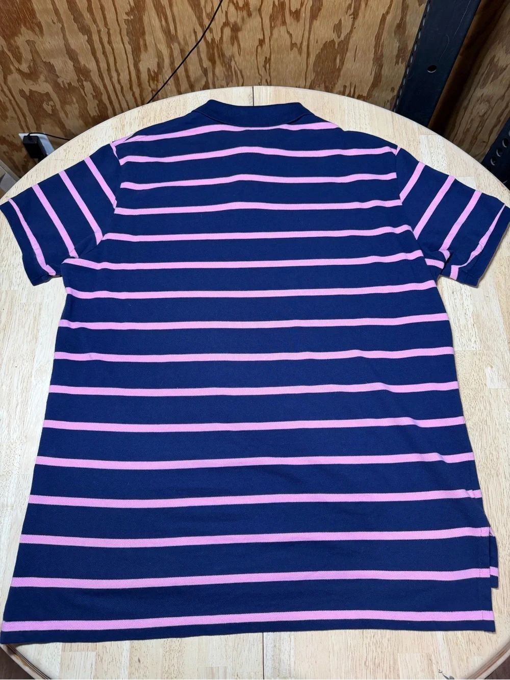 Polo Ralph Lauren Vintage 90s Navy Pink Striped Polo Shirt Embroidered Pony XL